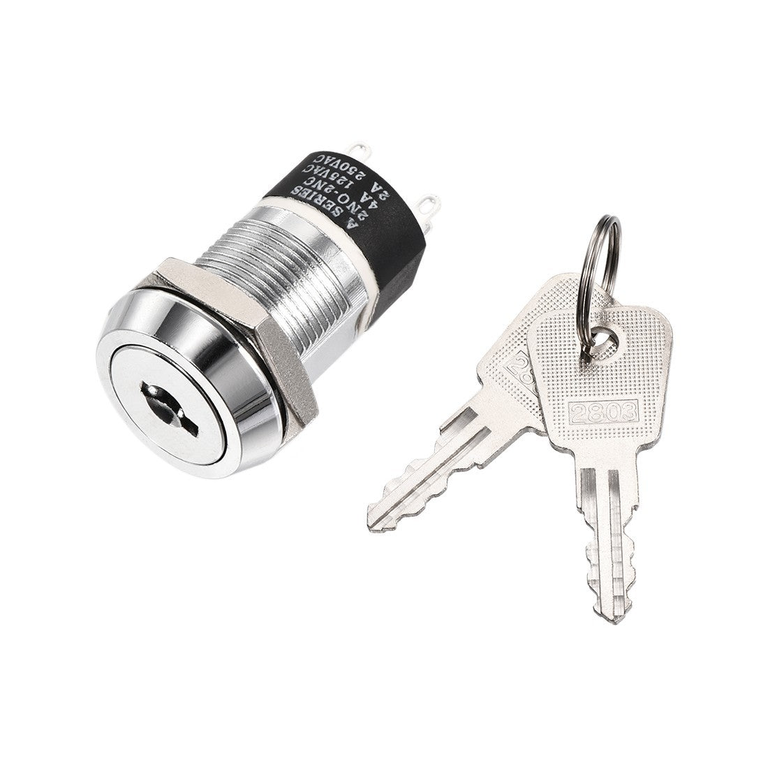 19mm 2 Positions Key Locking Push Button Switch With 2 Keys 2NC-2NO S2803