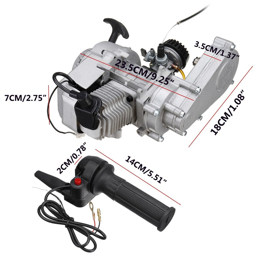49CC 50CC 2-Stroke Pull Start Engine Motor W/ Auto CDI & Throttle Handle