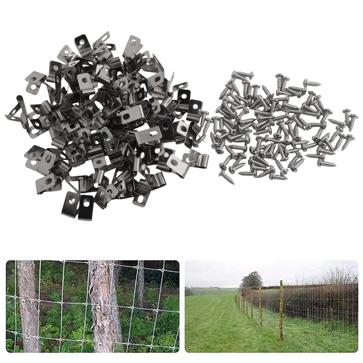 100 Pack of Rust Resistant Wire Clips with Screws for Fencing Applications