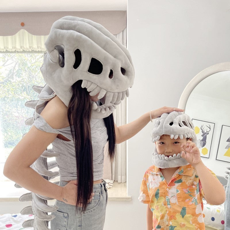 Silly Dino Plush Wearable Sillydino Skeleton Plush Hood,Soft Spinosaurus Outfit