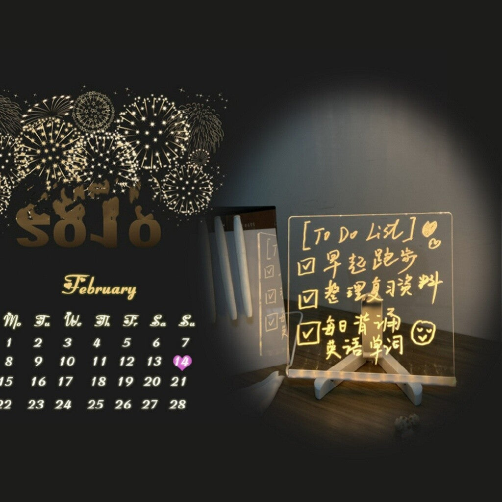 USB LED Night Light Acrylic Message Note Board Lamp Children Gifts Bedroom Decor
