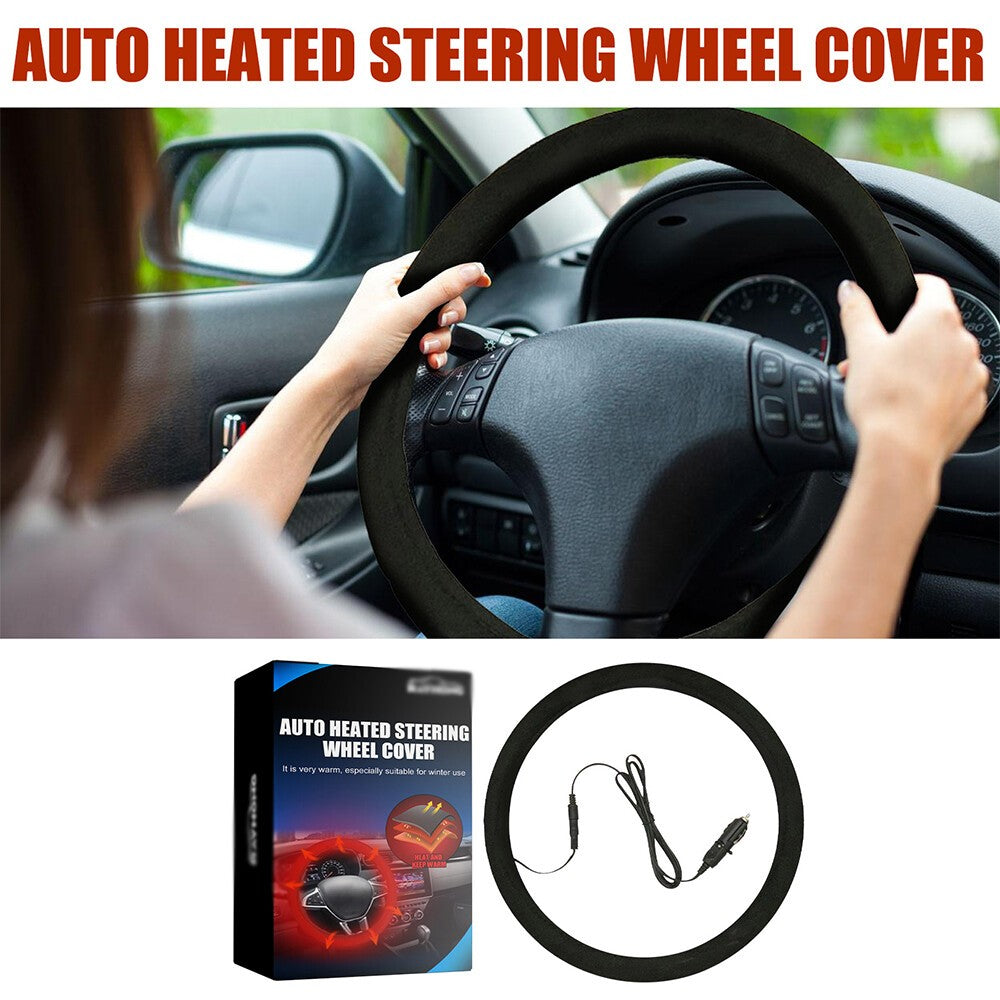 12V Universal Heated Car Steering Wheel Cover Protector Winter Hand Warmer 38 CM