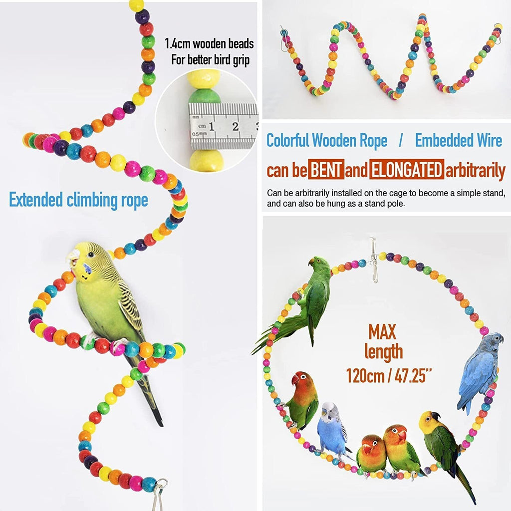 15 Pcs Parrot Toys Metal Rope Small Ladder Stand Budgie Cockatiel Cage Bird Set