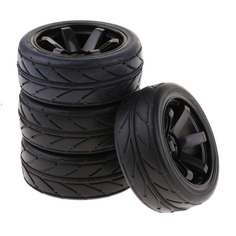 4Pcs 1/10 RC Racing On Road Car Truck Tyres Tires and Wheel Rim 703-6085