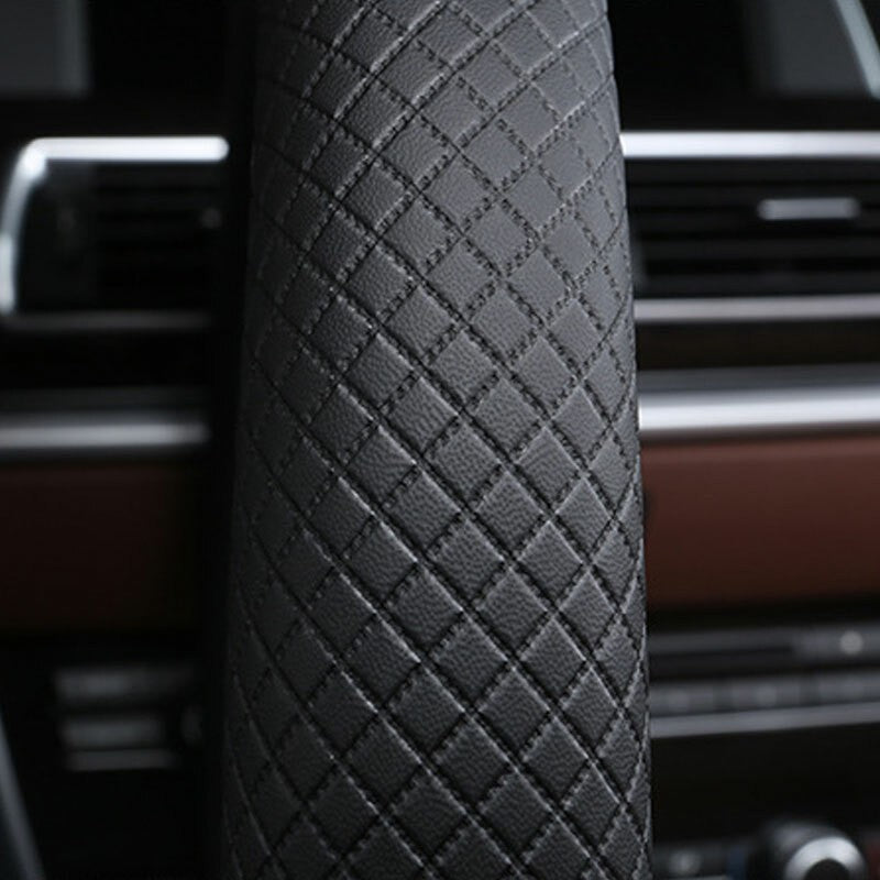 Black 38cm Car Steering Wheel Cover Leather Universal Anti-Slip Sport styling
