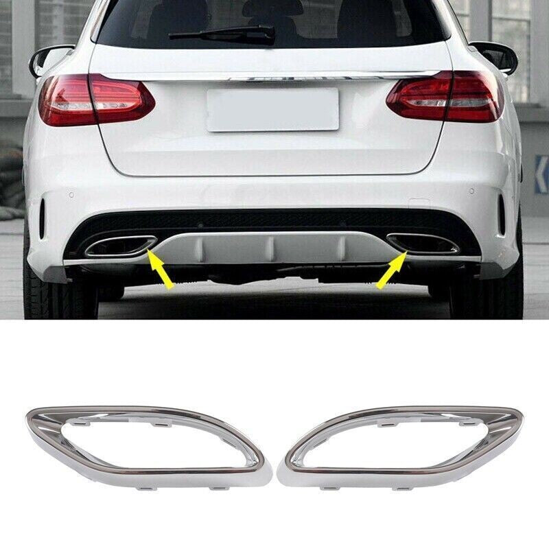 Left+Right Rear Exhaust Pipe Trim Bezel Fit for Mercedes W205 W117W177 W253