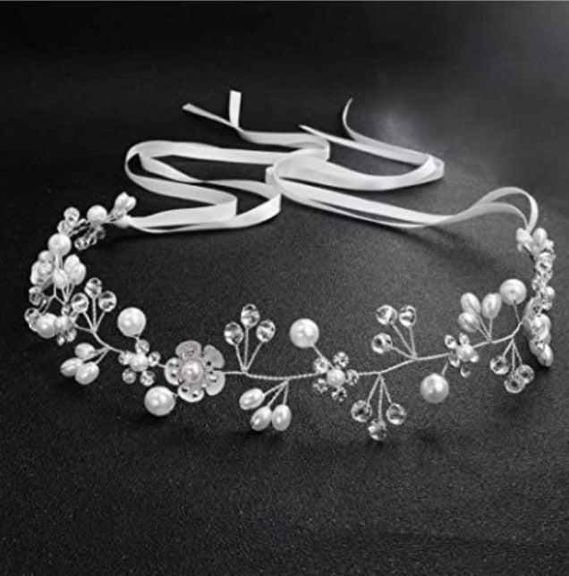 Wedding Bridal Pearl And Crystal Flower Hairband Tiara Headband Accessories New