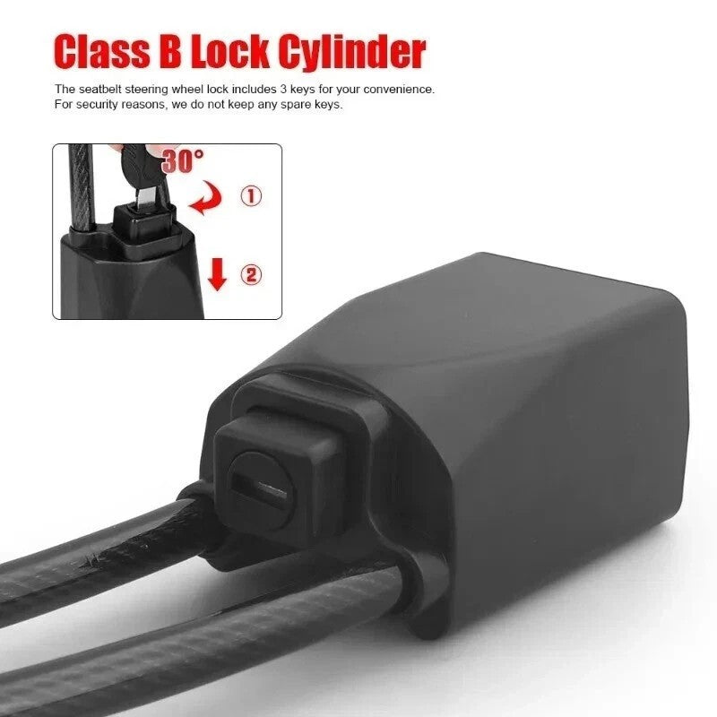 Seat Belt Lock Steering Wheel Lock Car Security Anti-Theft Device RED New