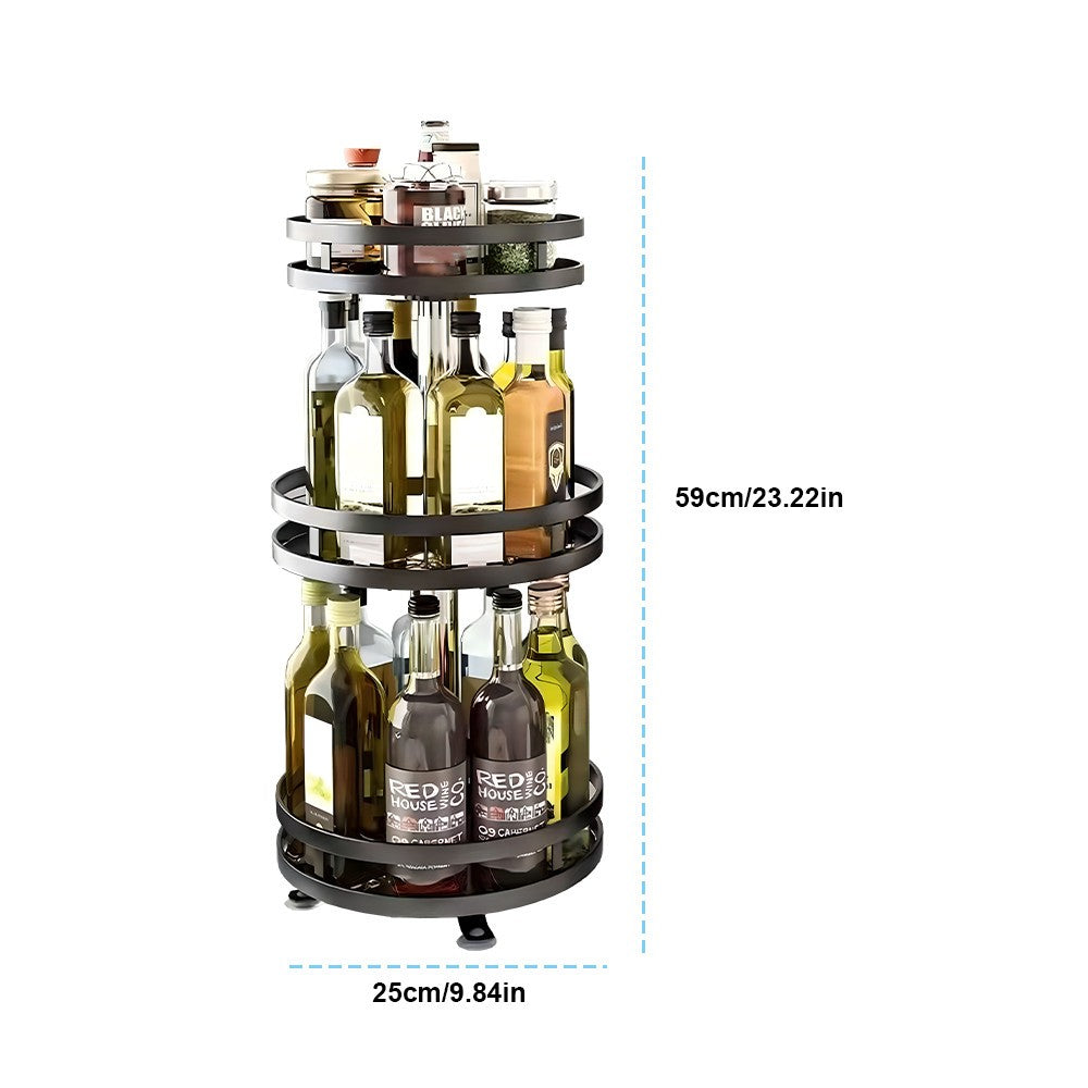 3 Tier 360° Rotating Spice Rack Rotatable Steel Kitchen Seasoning Organizer UK