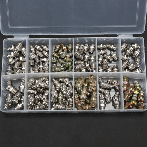 Assorted Box of Grease Nipples (Metric & Imperial) Popular Qty 130 M6 M8 M10 1/8