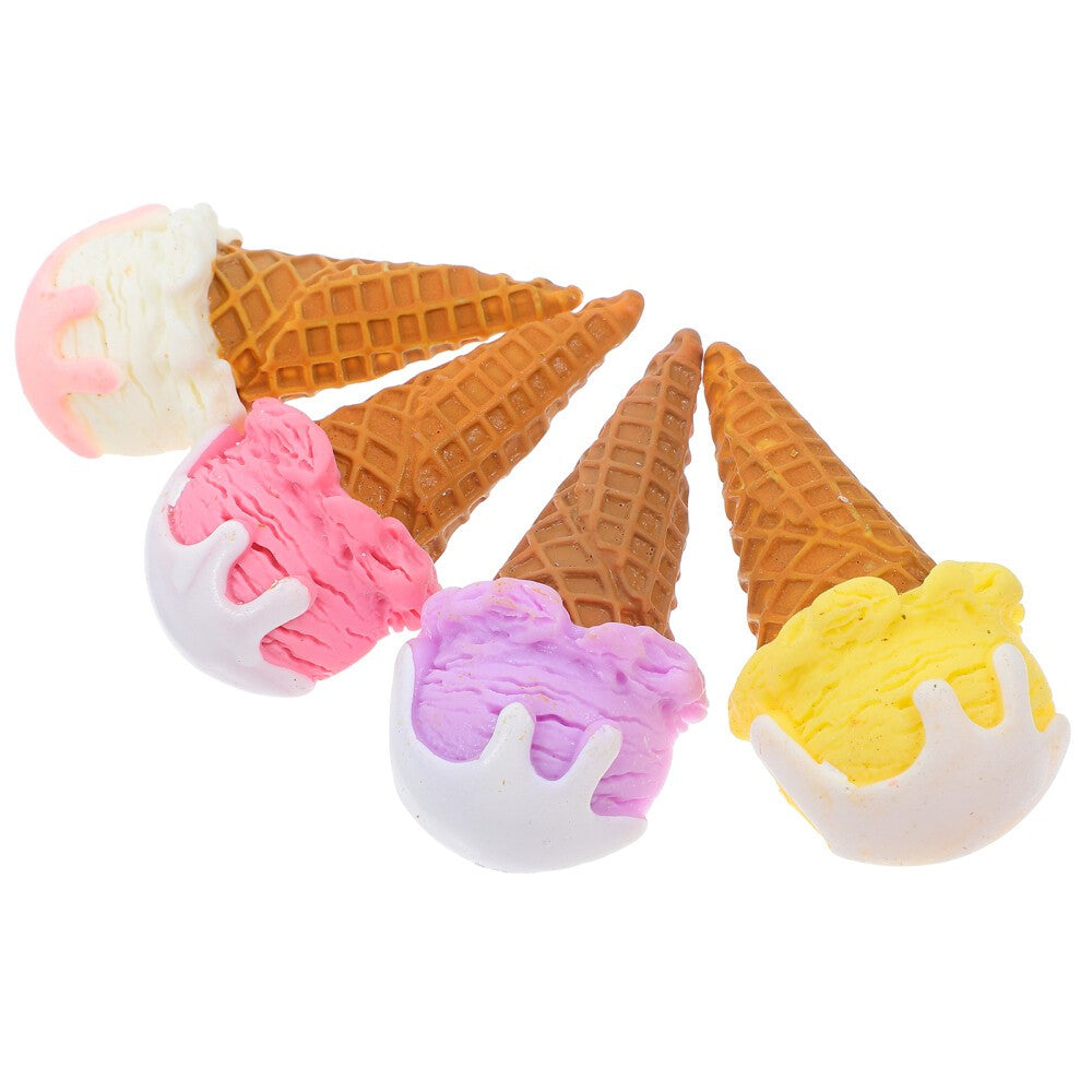 4 Pcs Artificial Dessert Fake Ice Cream Cones Food Props Shop Decor