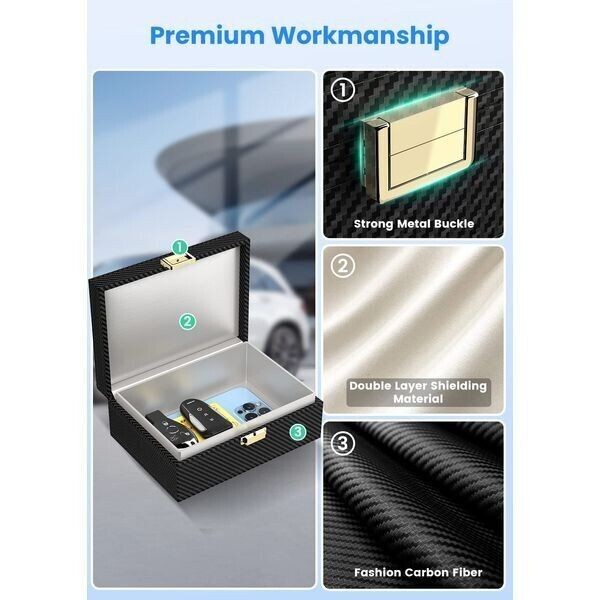 Faraday Box For Car Keys & 2 Pack Faraday Pouch Keyless Signal Blocking RFID Box