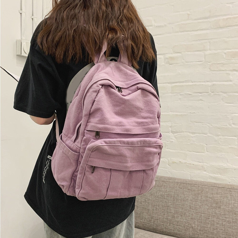 Boys Girls Retro Backpack Rucksack School College Travel Laptop Canvas Bag UK