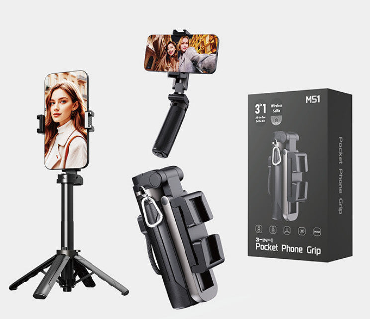 Bluetooth Portable Selfie Stick Retractable Pocket Rechargeable