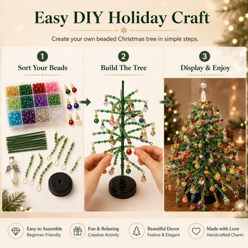 UK DIY Beaded Christmas Tree Kit, Handmade Colorful Bead Ornament Making Set