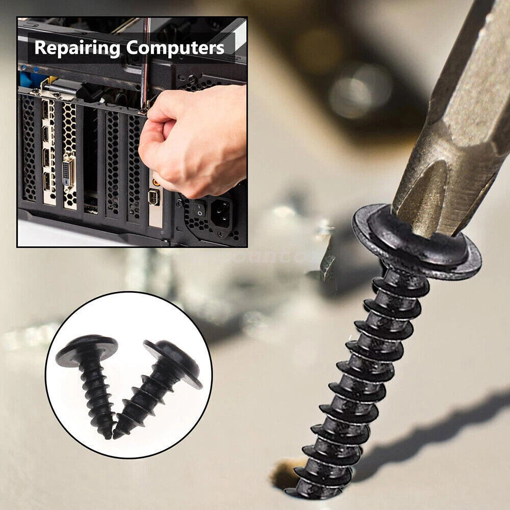 340Pcs Phillips Self Tapping/Drilling Black Screws Wafer Head for Timber & Metal