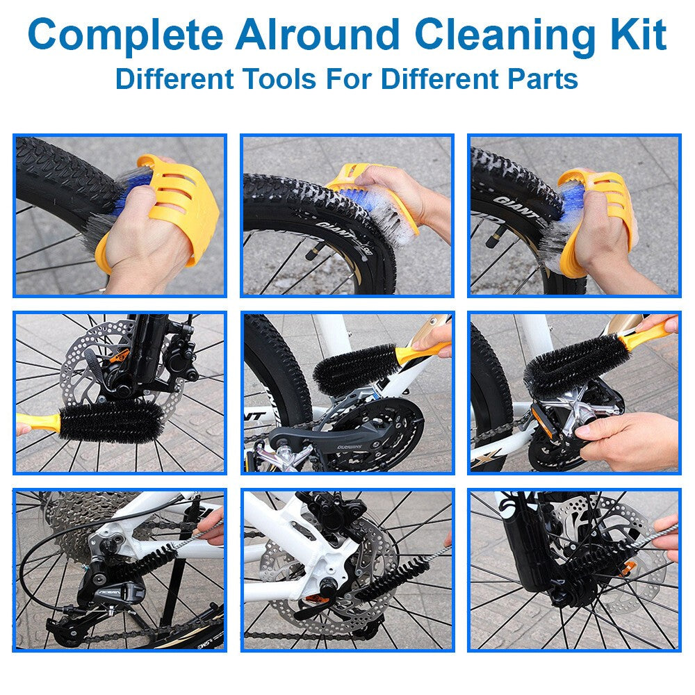 Bike Cleaning Brush Set 8 Pieces Mountain Road City BMX Bicycle Kit