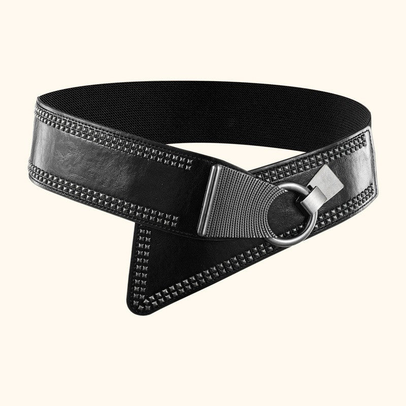 Leather Wide Waist Belt Buckle Ladies Dress Belt Hip Belt Wide Belt Hook Closure