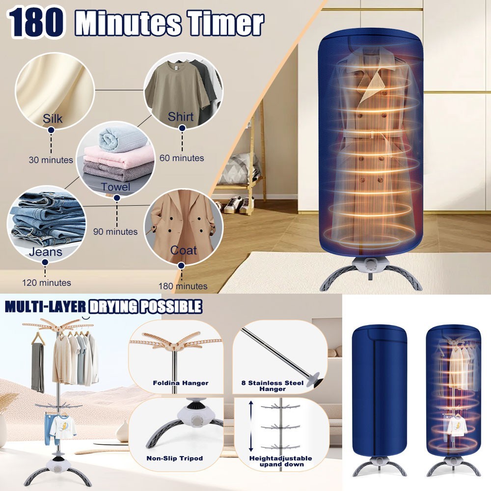 Electric Clothes Dryer Portable Buddy Fast Hot Air Drying Machine Indoor Home UK