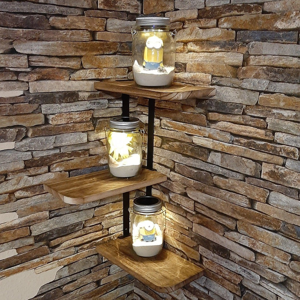 3 Tier Lucca Corner Shelf Modern Floating Wall Shelves Storage Display Shelving