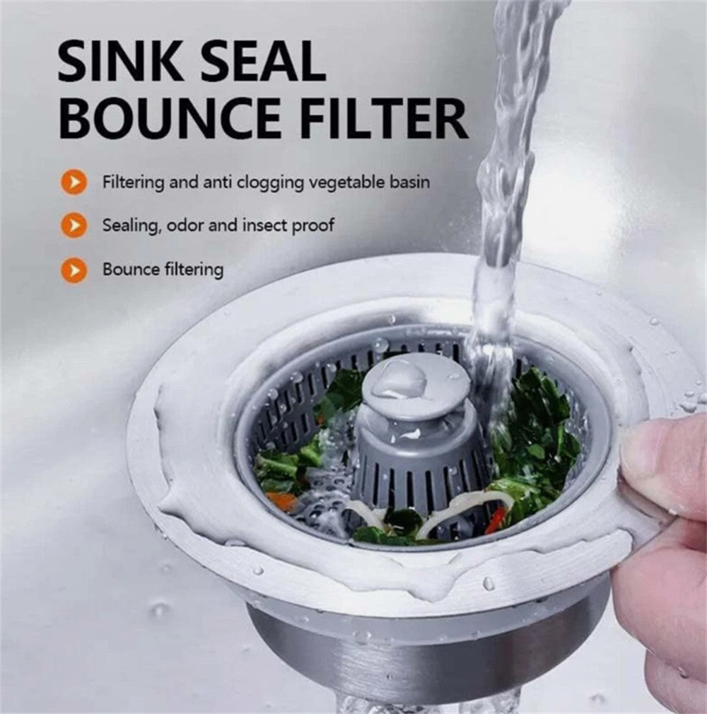 Upgraded 3in1 Kitchen Sink Drain Strainer & Sink Stopper, Stainless Steel Kit UK