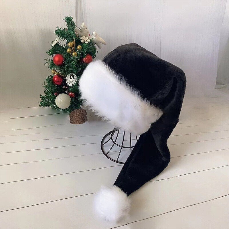 Plush Long Claus Cap New Christmas Hat Pompom Adult Long Santa Costume Xmas