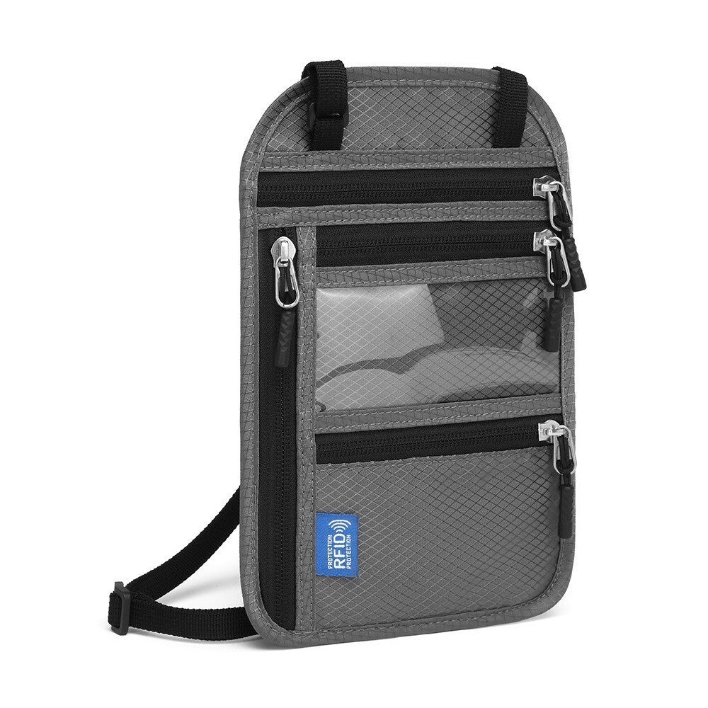Travel RFID Passport Bag Neck Wallet Passport Document Bag Anti-theft Adjustable