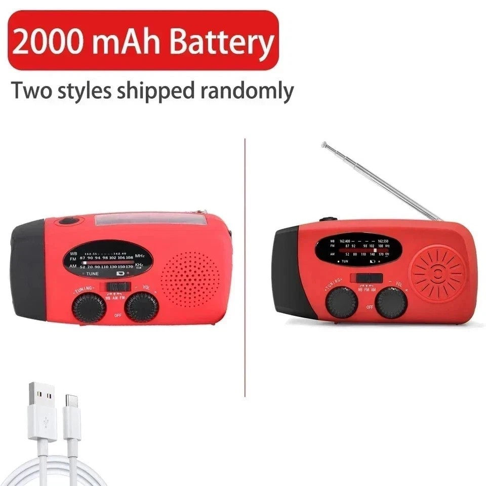 Wind Up Solar Radio Survival Hand Crank Dynamo AM / FM LED Flashlight for