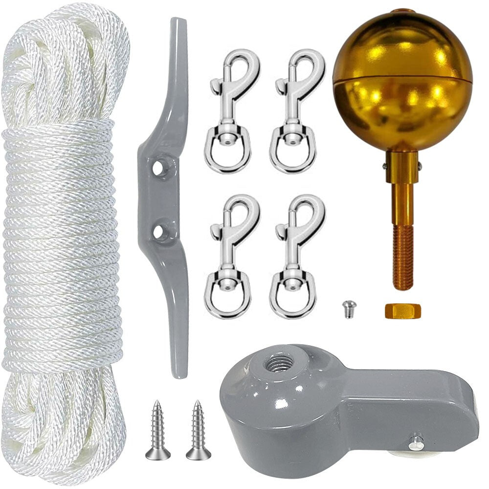 Flag Pole Tool Set Nylon Braided Rope Flagpole Accessories Repair Pulley Kit UK