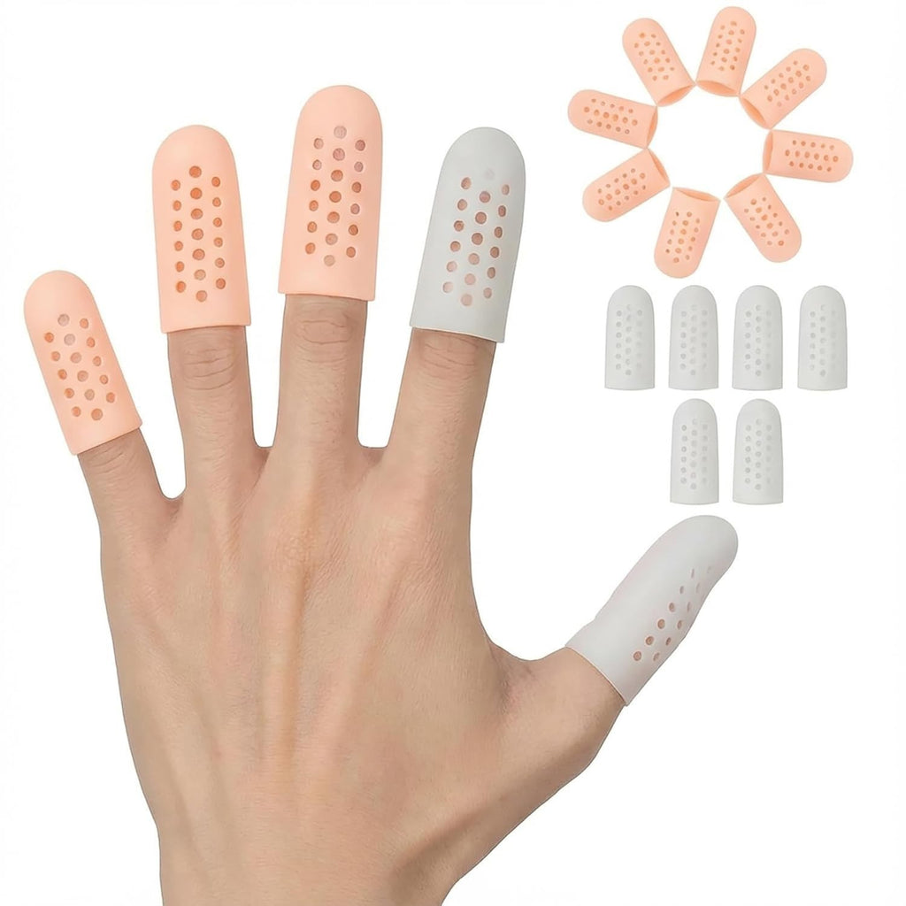 10pcs Gel Finger Cots - Breathable Silicone Finger Protectors with Hole