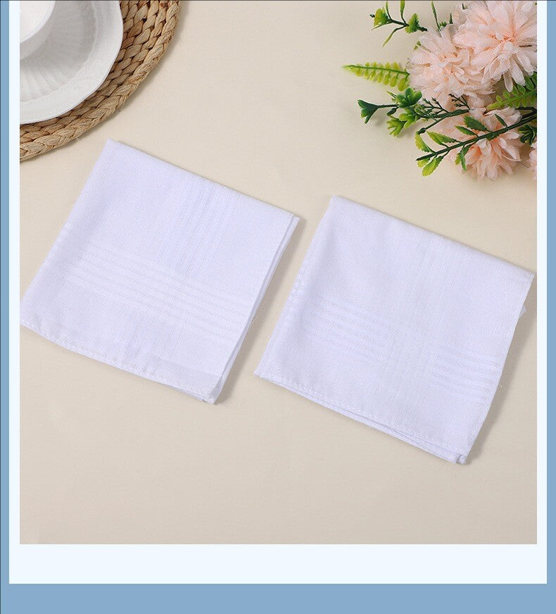 24PCS Mens Large White Square Handkerchief Soft Cotton Hankies Hankerchiefs  UK
