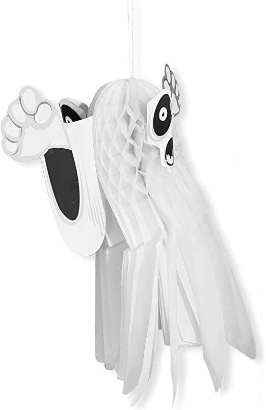 3 x 37cm Halloween Paper 3D Hanging Decorations Scary Black and White Ghost UK