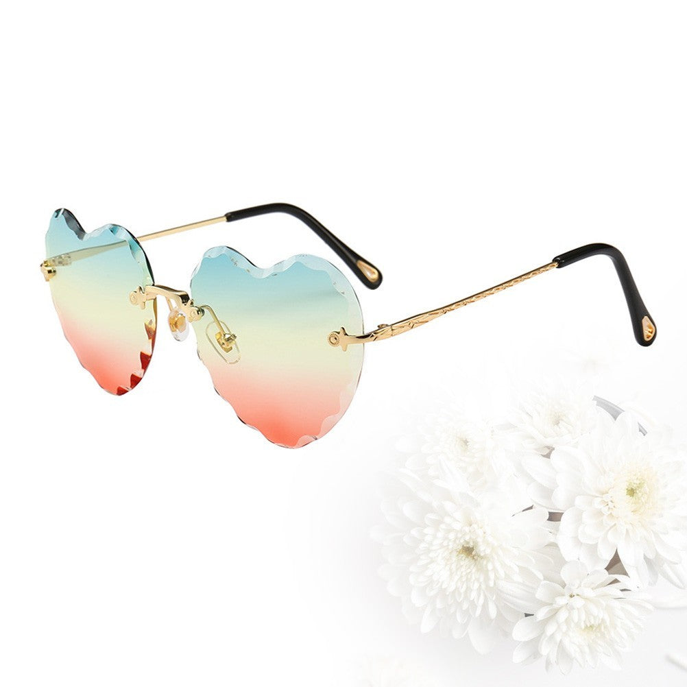 Sunglasses Miss Man Heart Shaped Rimless Ausgefallene Sonnenbrille Damenbrille