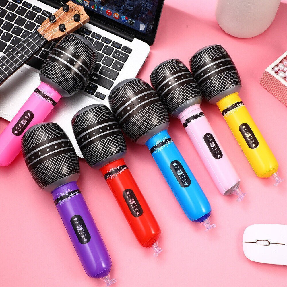 60 pcs Inflatable Microphone Toys Fake Inflatable Microphone Prop for Party