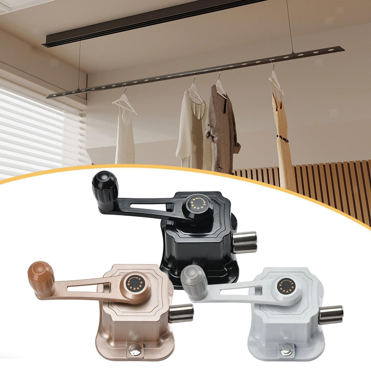 Hand Crank for Lifting Drying Rack 1.8M Steel Rope Winder Metal Hand Cranker