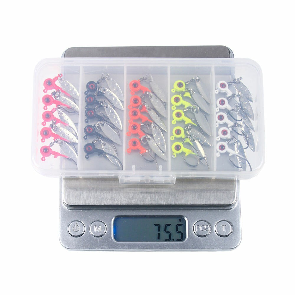 50pcs/box Spoon Lead Jig Head Fishing Hooks Crappie Lure Bait Kit Tackle Set
