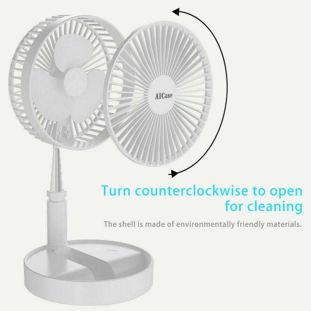 Telescopic Cordless Fan Cooling Wireless Folding Portable Rechargeable Fan UK