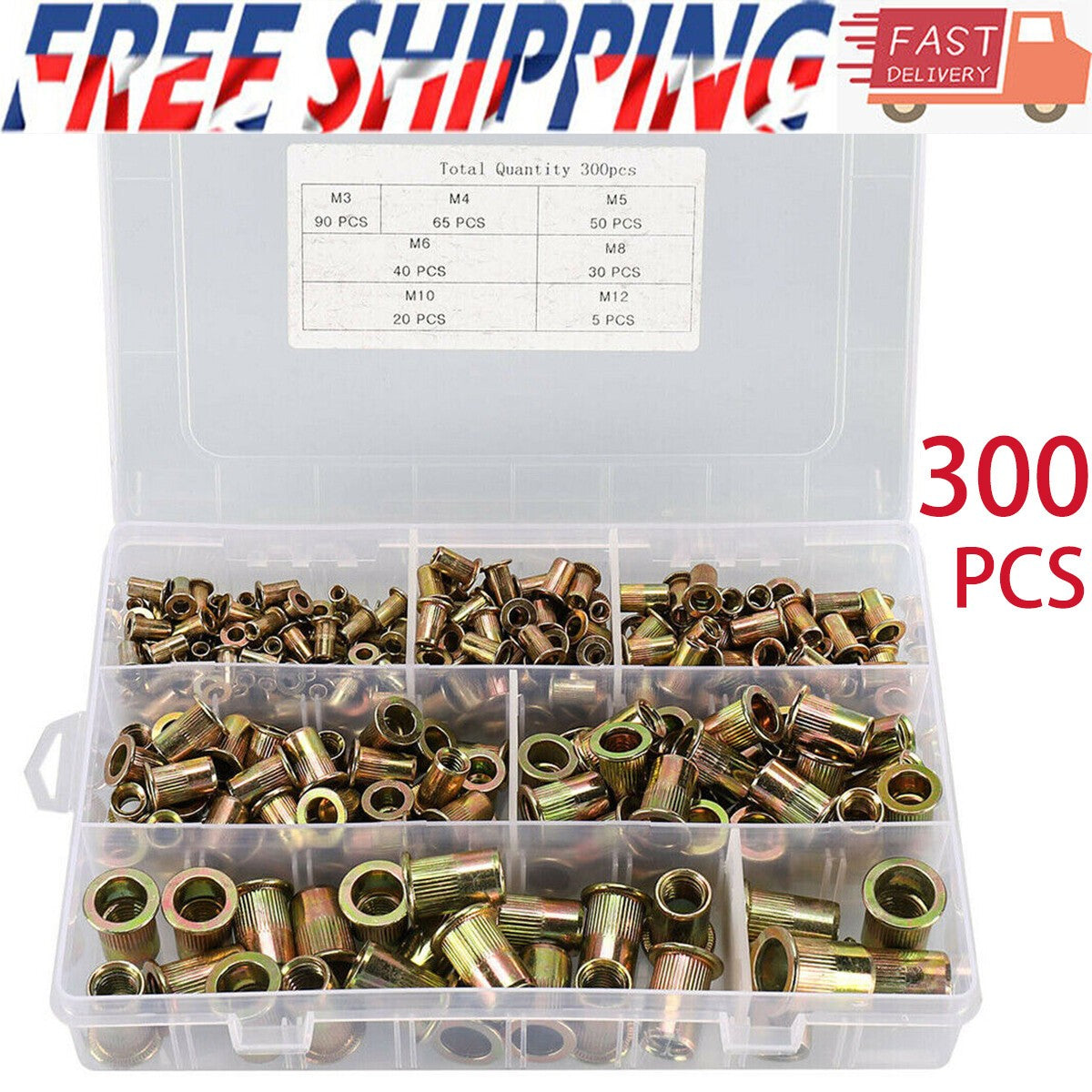 300XM3-M12 Mixed Rivnuts Blind Rivet Nuts Kit Threaded Nuts Anti-oxidation UK