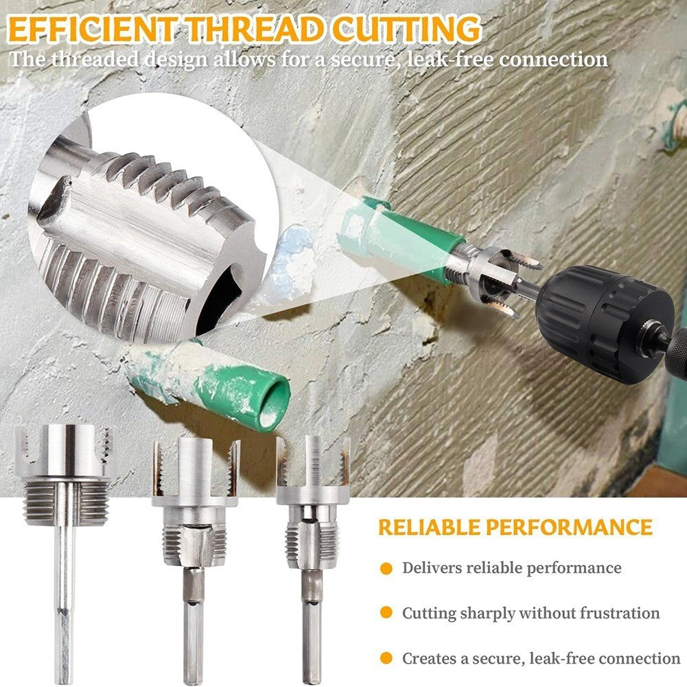 New 3 Pcs Integrated Internal & External Pipe Threading Tool Dual-Function Pipe9