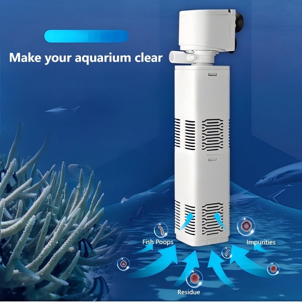Fish Tank Filter 4-in-1 Internal Aquarium Filter 400-1800L/H Submersible Sponge