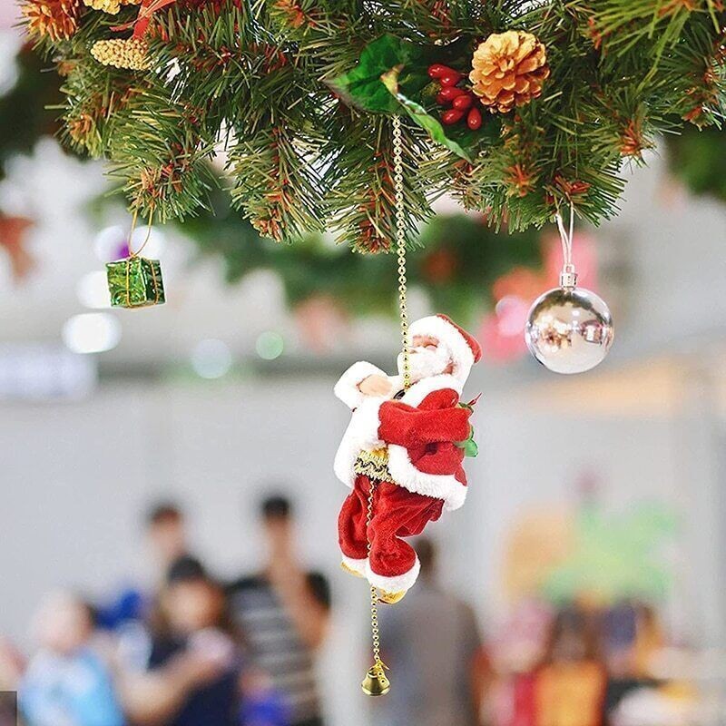 Electric Climbing Ladder Santa Claus Christmas Xmas Music Figurine Party Decor