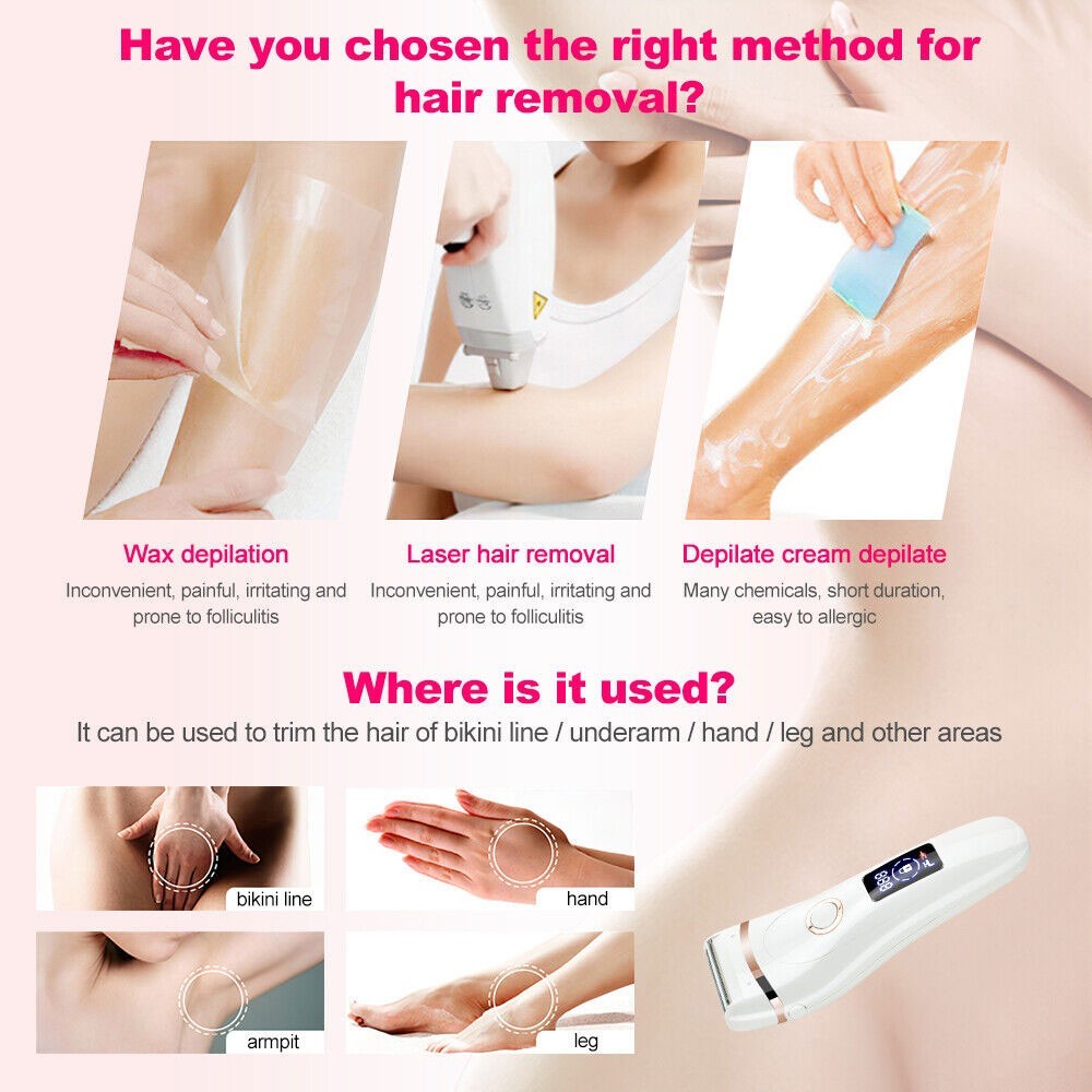 Electric Razor Shaver Women Hair Remover Wet Dry Painless Lady Body Rechargeable