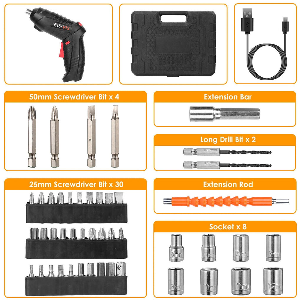 47pcs Cordless Electric Drill Set Electric Driver Screwdriver Rechargeable NEW