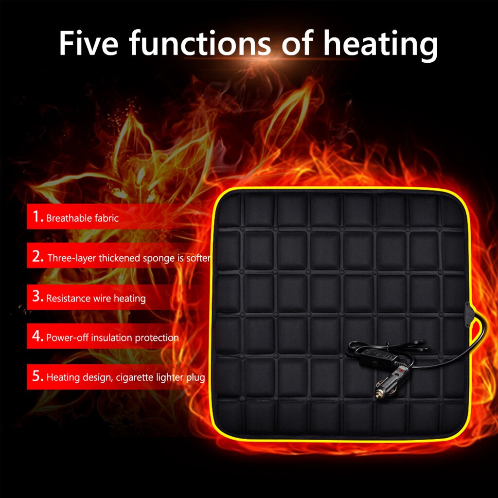 12V Car Seat Pad Cushion Cover Electric Heating Heater Warm Heated Mat Universal