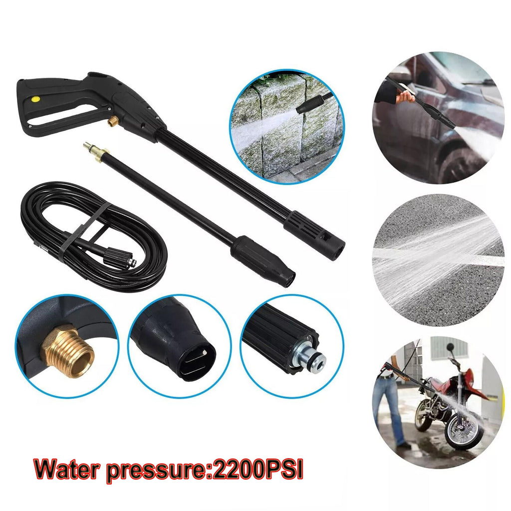 High Pressure Power Washer Spray Gun 150 Bars M14 Jet Lance Nozzle and 26FT Hose