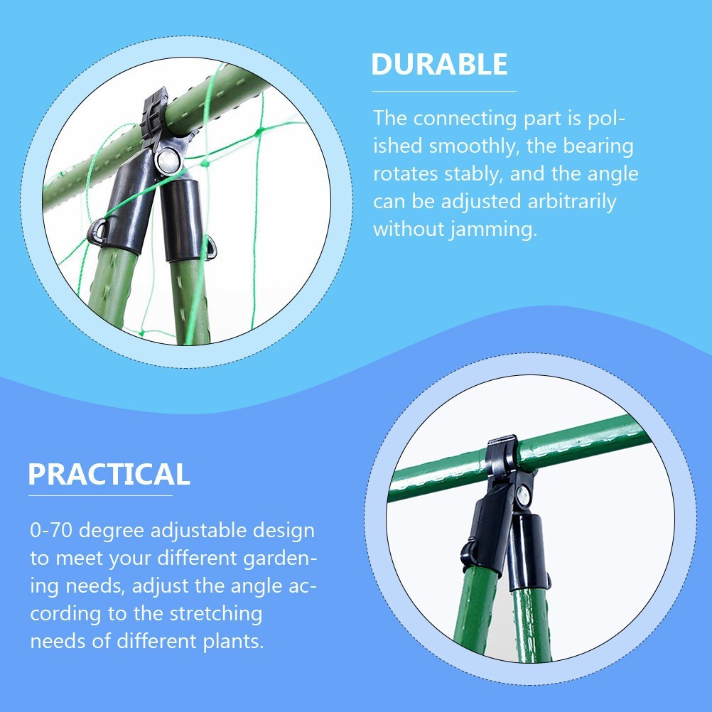 Garden Cane Connectors 10 Pcs for Netting Support Poles Clip Stake Black Plastic