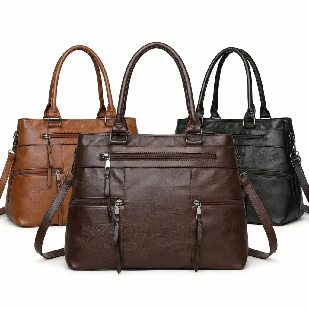 Vintage Large Capacity Tote Bag Women PU Leather Shoulder Handbag Crossbody