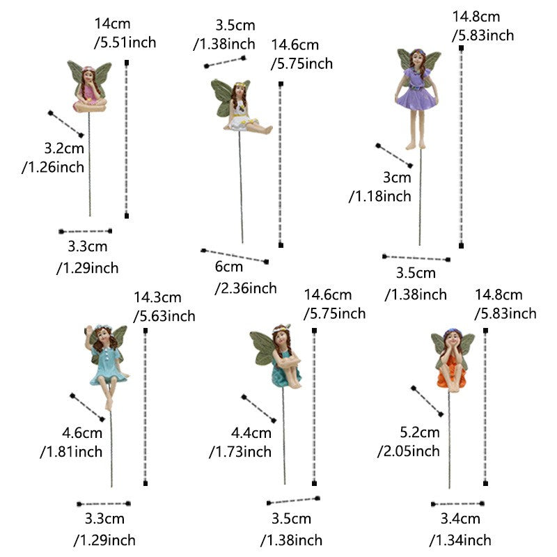 6Pcs Fairy Garden Miniature Fairies Figurines Accessories for Outdoor Decor
