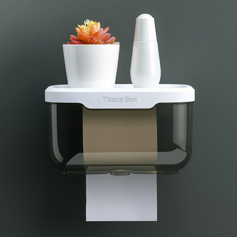 Wall Mounted Toilet Paper Holder Waterproof Tissues Box Shelf Bathroom Organizer