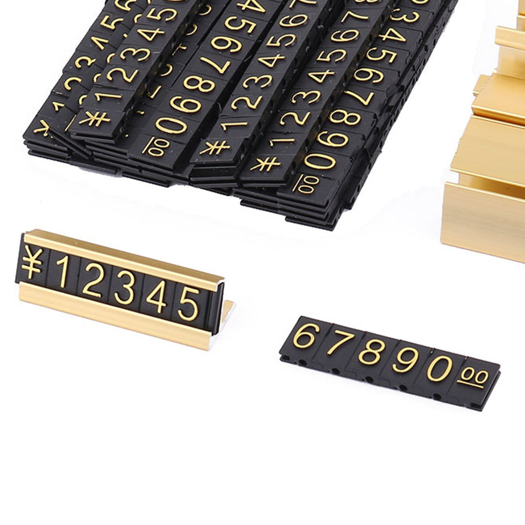 16 Sets Price Tag Display Counter Stand with Metal Base for Jewelry, Golden